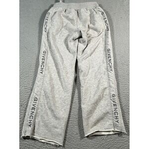 Givenchy Sweatpants Girls 23‎ Gray Spellout Embroidered Logo Wide Leg Raw Hem